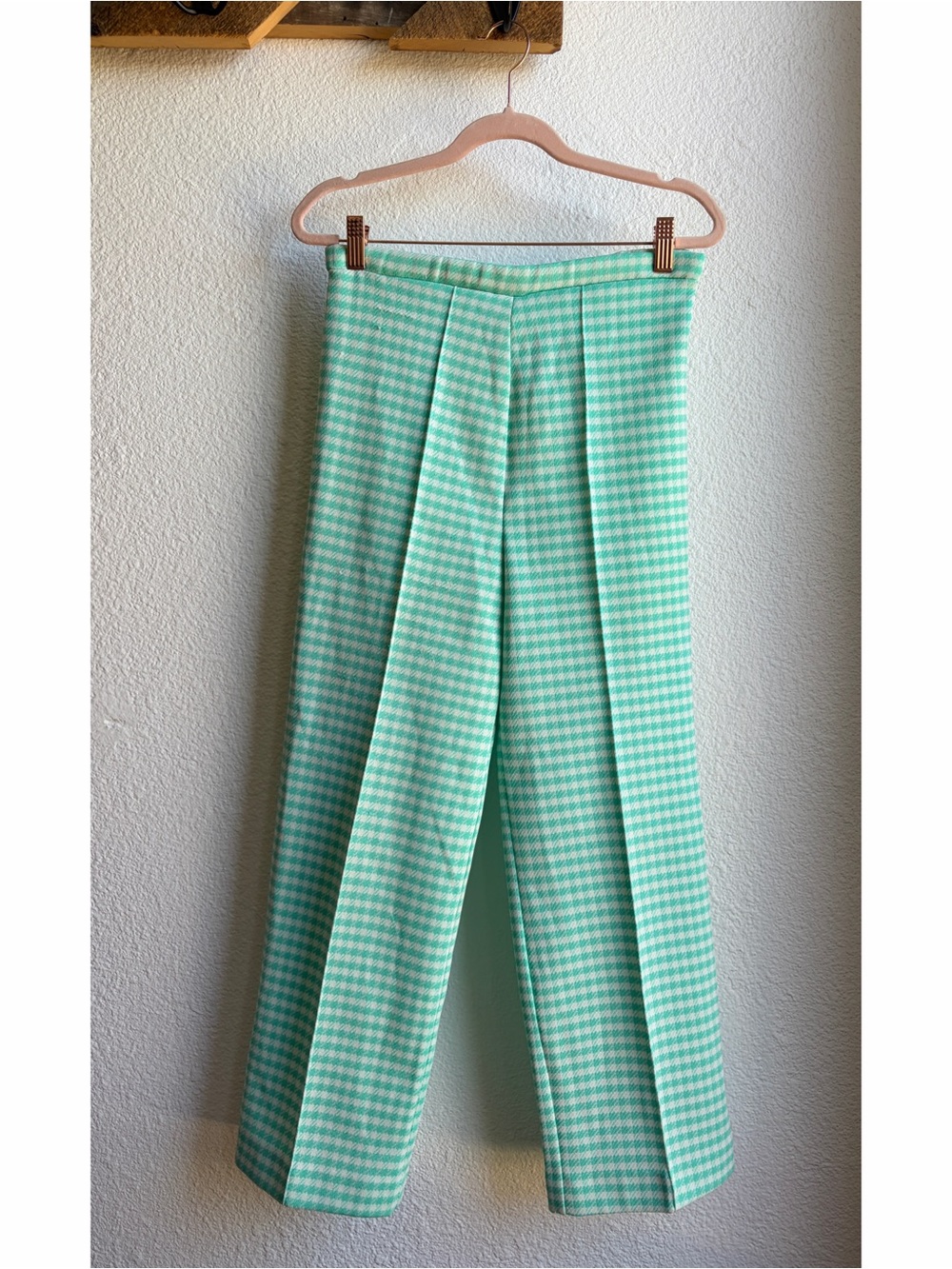 Vintage 70s Handmade Mint Houndstooth Pants Small/Medium